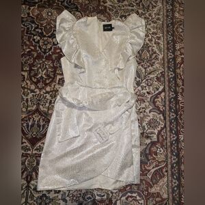 DO+BE Glittering Silver Ruffle Mini Dress